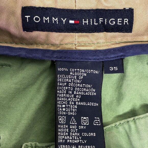 Tommy Hilfiger Cargo Shorts Mens 35 Green Cotton Utility Pockets Y2K 2000s - Picture 7 of 10